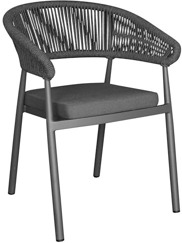 Gruppo Maruccia - Sedia Moderna da Esterno per Tavolo Pranzo - In Alluminio e Corda con Braccioli - Cuscino Incluso - Arredamento Giardini, Ristoranti, Bar (Antracite)