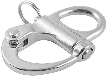 GEERYZHE Quick Release, Stainless Steel Fixed Snap Shackle Quick Release with Round Ring Stainless Steel Clips Snap Shackle Marine Boat Rigging (16 * 69mm)