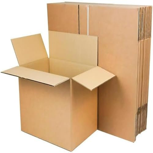 YIJIA | 12 Cajas de Cartón | Cajas Multiusos, Mudanza, Embalaje, Almacenaje | Color MARRÓN (Tamaño 40x30x25CM)
