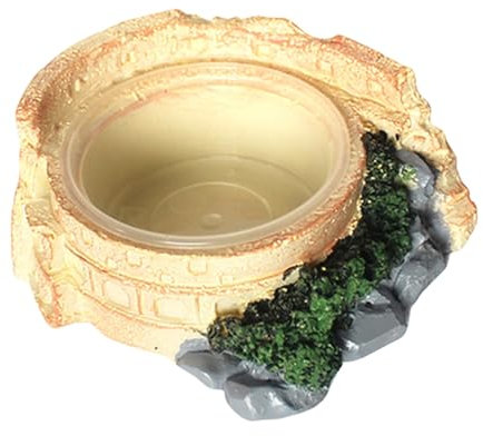 Reptilienschalen - Einzigartige Harz Wassernapf Terium Schüssel - Futterzubehör mit Tierfutterständer, Kleine Schildkröte Lebensraum Futterbox, Transparente Schüssel