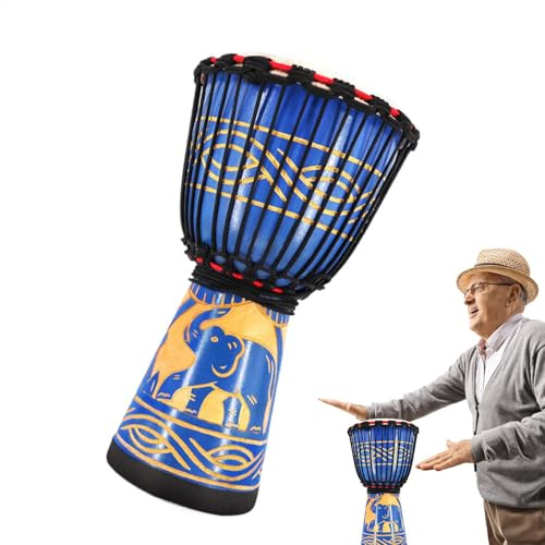 Acunny Tambour de la main de Bongo, tambour de Bongo | 8 pouces de tambour à main multicolore sculptée à la main - Instruments de percussion, décoration musicale artistique pour les cours de musique,