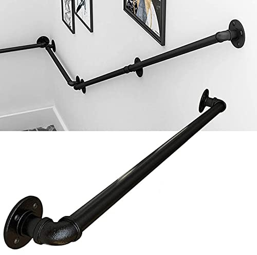 Non Slip Black Handrail for Stairs Indoor Outdoor Safety Handrail Support Kit for Elderly Kids Wall Mounted Stair Ra 70CM