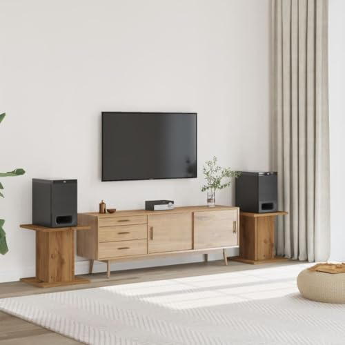 Gecheer Supporti per Altoparlanti, Design Cavo con Piastra Superiore 30x30 cm e Altezza 40 cm in Legno Multistrato Rovere Artigianale, Stabili e Antivibranti for Ascolto Audio Domestico