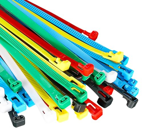 100 Pezzi Fascette In Nylon Colorato di Alta Qualità, 300 x 7.5mm Fascette Colorate, Multicolore Fascette Plastica Riutilizzabili, Resistenti ai Raggi UV Cable Ties, per Casa, Giardino, Officina