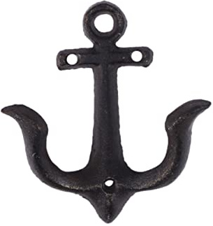 TOPPERFUN 1pezzi Gancio Da Parete in Ferro Battuto Forma Ancora Vintage Rustico Decorazione Parete Mare Interno Esterno Pendenti in Ferro Per Camera e Foto Ambientazioni