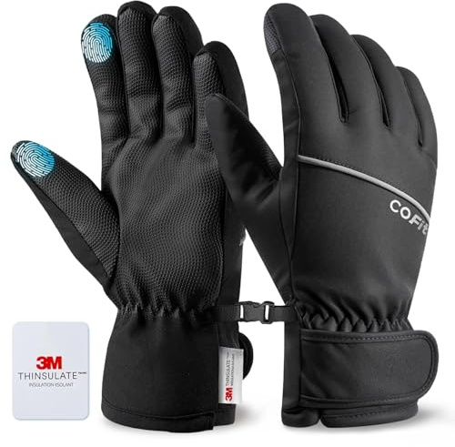 COFIT Gants de Ski Hiver Hommes - Imperméables, Thermo-Isolants, Coupe-Vent & Tactiles, Compatible avec Vélo, Course à Pied, Entraînement