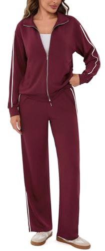 Terecey Tuta Donna con Giacca Zip e Pantaloni Completo Sportivo Casual | Giacca con Zip, Pantaloni Coordinati, Linea Sportiva, Vestibilità Comoda, Uso Quotidiano