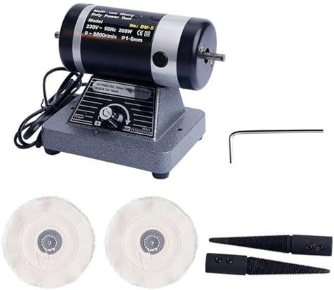 BOOZXCV Bench Lathe Polisher, 180W Desktop Cloth Wheel Polishing Machine With Powerful machine, 0-8000rpm Stepless speed regulation, Jewelry Grinding Machine Small Grinder For Jewelry Making