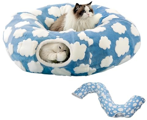 Katt Donut Tunnel | Tvättbart Bo Med Avtagbar | Söta Katt Säng Tunnel Leksaker - För Kattunge Valp Liten Hund Inomhus Sovrum Vardagsrum Heminredning Balkong Lägenhet Studentrum