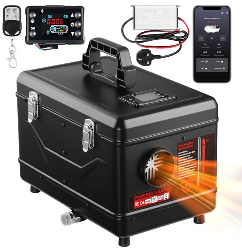 8kW 12V/24V/240V Toolbox Diesel Heater, Smart Bluetooth App Remote Control, LCD Display Panel Night Heater, Energy Efficiency Fast Heating, For Garage Campervan Camp Tent Cabin