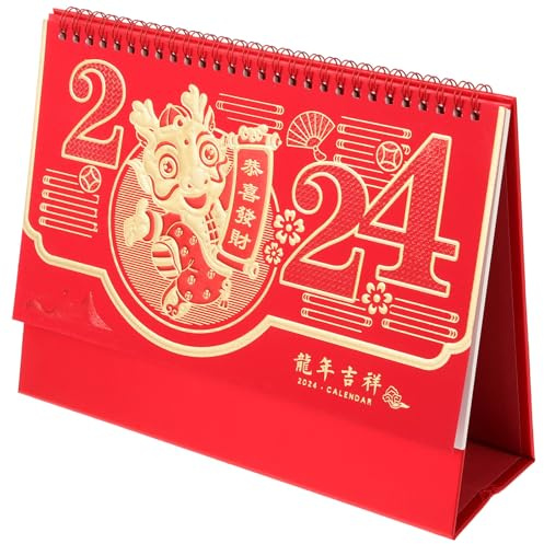 ABOOFAN Exquisiter Tischkalender Jahreskalender 2024 Großer Feiertagskalender Geeignet Für Homeoffice Schule Stehkalender Stilvoller Standfuß Tageskalender Tischkalender