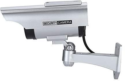 Aoaoy Fotocamera Finta Ad Energia Solare, Design, Luce LED Rossa, di Perno Regolabile per Sicurezza Interna Ed Esterna, Adatta per Fotocamera Finta Argento, Nera, Ad Energia Solare. (Argento)