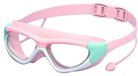 POENVFPO Occhialini da Nuoto per Bambini, Occhialini da Nuoto Antiappannamento per Piscina, Ampia Vista per Ragazze (Rosa Rosso)
