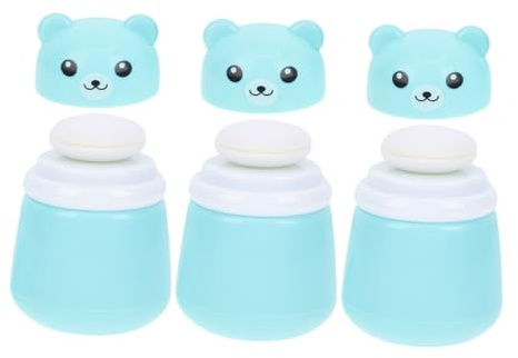ibasenice 3 Stück Pack Babypuderdosen mit Puderquaste Bärenförmige Tragbare Aufbewahrungsbehälter mit Dicht Schließendem Deckel Reisegröße für Babypuder und Körperpuder