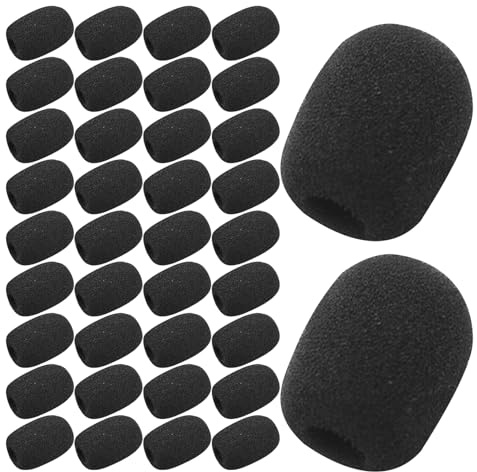Ipetboom 200pcs Sponge Microphone Windscreen Mini Mic Cover for Lapel Headset Microphone, Noise Isolation Secure Fit, Professional Black for Lectures Outdoor Events