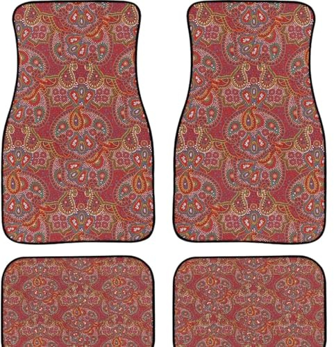 AYEXNSV Tapis de Sol de Voiture à Motif Cachemire bohème, compatibles avec différents modèles. Motifs aux Couleurs Vives et Personnalisables. Divers Designs orientaux. Tapis de Sol Vintage.