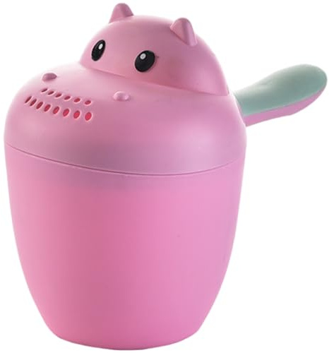 Bath Jug For Baby Washing, 5.5x2.8 Cartoon Hippo Baby Bath Jug With Non Slip Handle, SplashProof Rinse Cup Perfect For Toddler Hair Washing