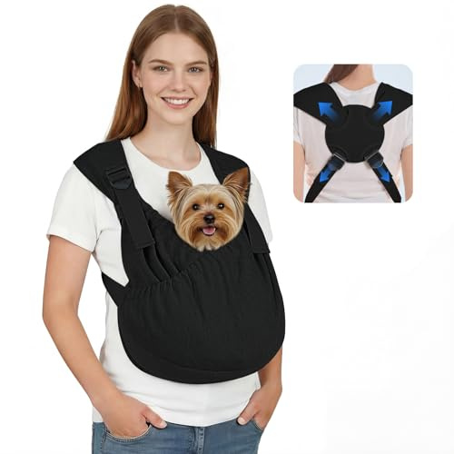 Supet hundetasche für kleine Hunde, Verstellbare Leichte & Atmungsaktive hundetragetasche, Welpen-Tragetasche für Spaziergänge, Reisen, Wandern, Camping, Anti-Angst Brustträger mit Rückenentlastung