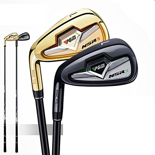 Mazza da golf in ferro #7 per uomini e donne mancini o destrorsi con asta in carbonio o acciaio S/R per sport all'aperto (sinistra, albero in carbonio R, oro)