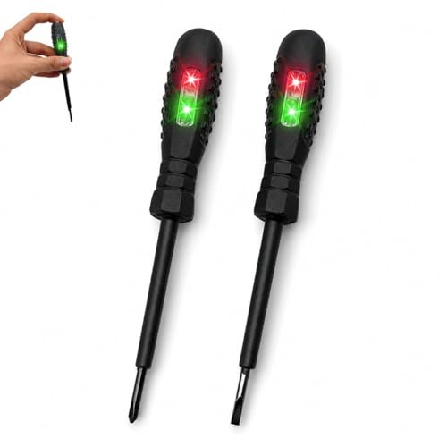 2 Piezas Probador de Voltaje con Destornillador,Herramienta de Prueba Eléctrica,Bolígrafo Probador de Voltaje Sin Contacto,con Rango CA 12V-220V, Cero,Destornillador Plano y Estrella