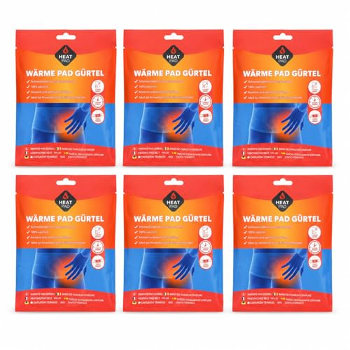 Pack 6 Parches Térmicos Lumbar Autoadhesivos – Cinturón de Calor Hasta 8 Horas – Alivio Dolor Muscular, Espalda y Menstrual – Uso Diario y Deportivo