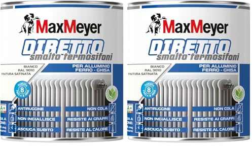 MAXMEYER Diretto Termosifoni Satinato R9010 Bianco 0.5 L (Confezione da 2)
