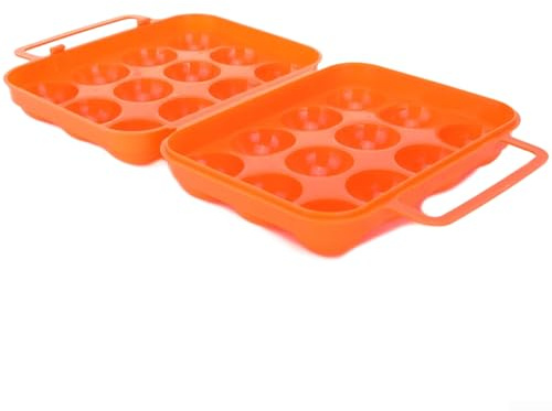 QuivyLivy Faltbare Eierbox, Eierbehälter, Camping-Eier, schlagfester Eierträger, ultraleichtes Eieretui, Outdoor-Eieraufbewahrung, Reise-Ei (orange)