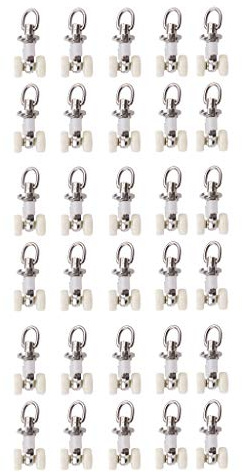 F Fityle 30 Pièces Rouleaux de Rail Planeur de Voie de Rideau Plastique à roulettes en d'aluminium