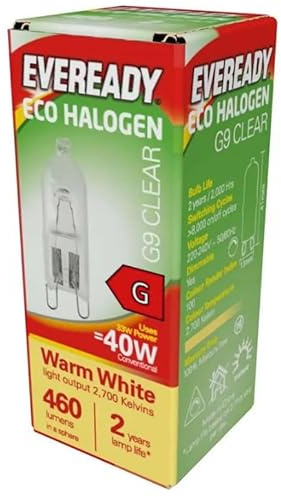 Eveready Eco Halogen Capsule Light Bulb, Glass, Clear