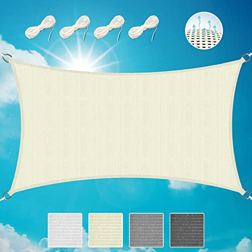 Sol Royal Sonnensegel rechteckig wasserdurchlässig HDPE atmungsaktiv | 2x4m creme Segeltuch für Balkon Terrasse Segel Garten Pool Camping – Atmungsaktiver UV Sonnenschutz Shade Sails HS9