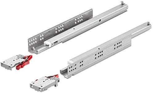 Gedotec Rail Coulissant avec Amortisseur - MOOVIT - Extension Totale - Coulisse à Glissieres pour Meuble de Cuisine, Tiroir, Meuble, Commode - Support 30 kg -400 mm-1 Paire