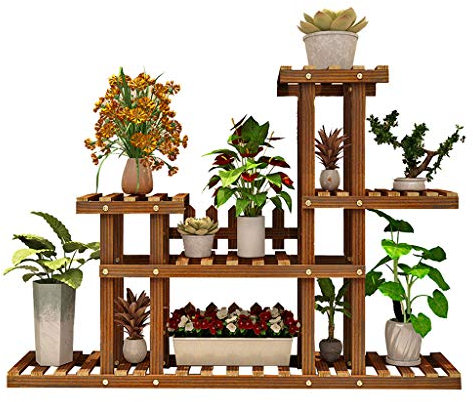Blumentreppe Blumenregal Pflanzentreppe aus Holz Blumenständer für Innen Außen Garten Balkon Wohnzimmer Pflanzenregal Aussen Draußen Leiterregal Dekoratives Fenster,95×25×72CM
