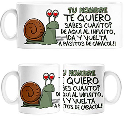 Diver Tazas Taza Caracol te Quiero a pasitos de Caracol Personalizable con Nombre - Cerámica