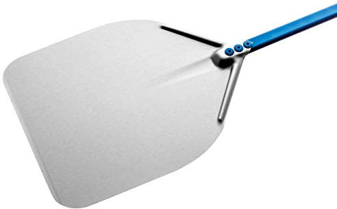 Pelle à pizza rectangulaire en aluminium anodisé. A-32R, longueur du manche 180 cm, dimensions de la tête 33 x 33
