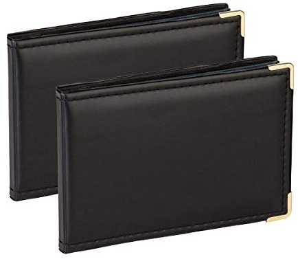 Kenro APL Photo Albums (Pack of 2) - 6x4 Photo Album (10cm x 15cm) for 36 Photos. Landscape Photo Album with Gilt Corners & Protective Cover. Black Leather Look, Carlton Series - APL150