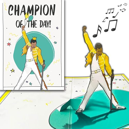 bentino PopUp Grußkarte mit MUSIK Champion, Glückwunschkarte spielt We are the Champions (Coverversion), lustige Musikkarte