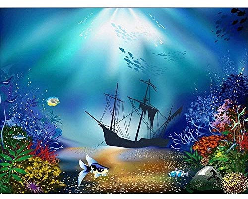 Diamant-Mal-Kits,5D DIY Vollbohr-Diamant-Kunst-Kits für Erwachsene Kinder, die Kreuzstichmuster malen Bild Kunsthandwerk Strassstickerei für Schlafzimmer Wohnzimmer Altes Schiffswrack unter dem Meer-