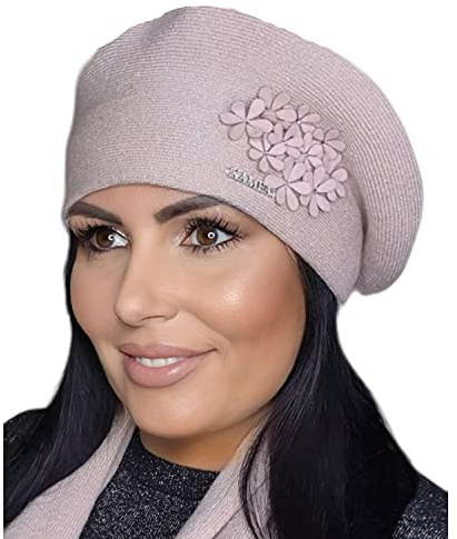 Kamea Dame Baskenmütze Winter Warm Klassisch Kopfbedeckung Feba, Rosa,Einheitsgröße