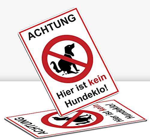 STROBO 2 Stück Achtung Hier ist kein Hundeklo! Hinweisschild | Stabiles 3mm Aluminiumverbund als 30x20cm Steckschild mit UV-Schutz für den Außenbereich
