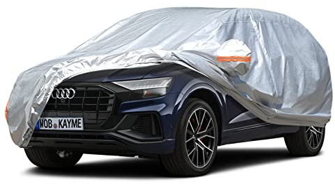 kayme 6 Schichten Autoabdeckung Wasserdicht Atmungsaktiv Passend für Audi Q8 (2018-2024), Vollgarage Autoplane für Regen Sonne Staub Schutz mit Baumwollfutter Frostschutz im Winter.(3-7 Tage liefern)