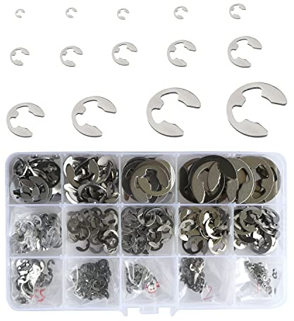 Edelstahl Sicherungsringe Sprengring Set, 510 Stück Seegering E-Clip Sortiment,Klemmring (M1,5/M2/M2,5/M3/M3,5/M4/M5/M6/M7/M8/M9/M10/M12/M15) sicherungsscheiben für wellen