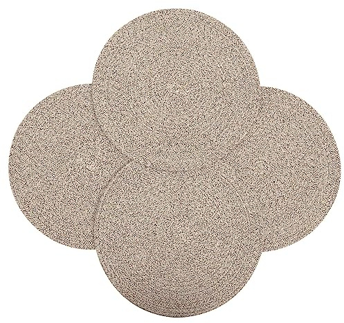 WENFOME Set of 4 Round Woven Placemats,13.8 inch Plate Chargers Thick Place Mats Cotton Braided Tablemats Rattan Brown Table Mats Weave Placemats for Table Decoration