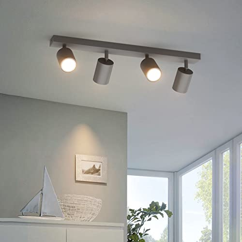 Klighten Deckenstrahler 4 Flammig GU10 54 cm, Dunkelgrau, Ohne Leuchtmittel | Aluminium + Eisen, Deckenspots Schwenkbar, Deckenlampe Strahler, für Küche Schlafzimmer Flur, Leuchtmittel austauschbar