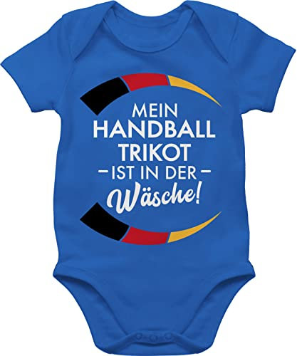 Baby Body Junge Mädchen - 2026 - Mein Handball Trikot ist in der Wäsche - Handball WM EM Witzig Spruch Lustig Trikot Ersatz - 3/6 Monate - Royalblau - sport 2022 strampler handball+sprüche bodies