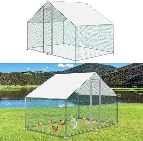 Ikodm Hühnerstall Freilaufgehege Außengehege XL 3x2x2m mit Schloss,Tiergehege Verzinkter Stahl Hühnerhaus Freigehege Outdoor Geflügelstall, für Hühnerkäfig Kleintiere