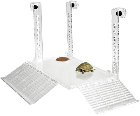 ANMOO Rampe per tartarughe in acrilico per tartarughe, per terrario sospeso, habitat per tartaruga, non tossico, per rettili, grande accessorio per terrario