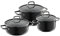 WMF Fusiontec Essential - OLLAS set de 3 - cerámica - 16 cm, 20 cm, 20 cm (con tapa de cristal), negro