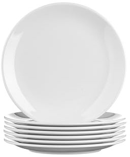 SECO Piatti rotondi in melamina, 18 cm, confezione da 6, durevoli e resistenti ai graffi, colore bianco
