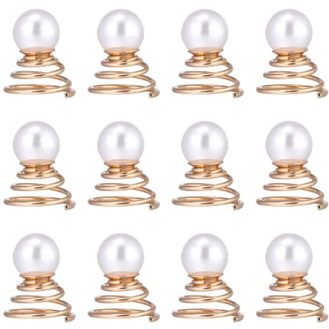 Lurrose Perlen-Haarspange 12 Stück Perlenspiralen Braut-Spiral-Haarnadeln Schmuck-Haarnadelspulen Für Hochzeit Abschlussball Party Perlen-Haarspangen