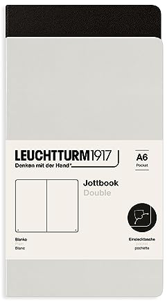 LEUCHTTURM1917 368201 Jottbook (A6), 59 Numbered Pages, Plain, Light Grey and Black, Pack of 2